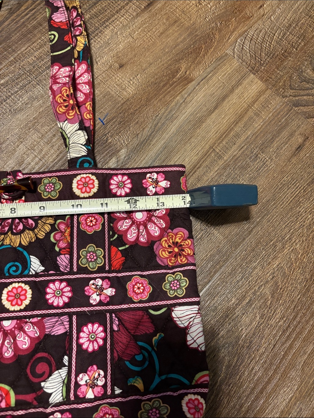 Quilted Floral Tic Tac Tote Mod Floral pattern in Pink and Brown - Picture 6 of 8